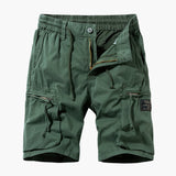 Herren Sommer Cargoshorts mit Reißverschlusstaschen und Kordelzug – Armeegrün