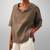 Alissa - Lässige, Locker Sitzende Bluse – Khaki