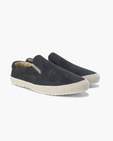 Jacob | Stylischer Espadrille Herren-Slip-On aus Wildleder mit Bastsohle – Dunkel Grau