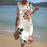 Alina – Fließendes Midi-Kleid – Weiß