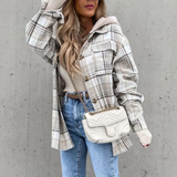 Damen Stylische Warme Lange Jacke – Grau