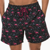 Badeshorts mit Innenslip - Herren Schwimmshorts schnell trocknend – Schwarzer Flamingo
