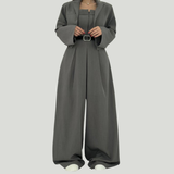 Lorayae - Soft-Touch Set aus weit geschnittenem Jumpsuit und Jacke – Dunkelgrau