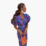 Midikleid mit Puffärmeln - Elegantes Damen Sommeroutfit – Lila