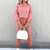 Damen Zweiteiler Set | Freizeitanzug mit Pullover und Hose – Rosa