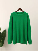 Warmer winterpullover: modischer rundhalsausschnitt im minimalistischen design – Grün