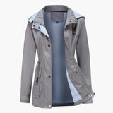 Langer Trenchcoat mit Kapuze für Damen – Grau