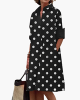 Damen Elegantes Hemdblusen Kleid | Modern – Schwarz und Weiß