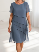 Juliette | Elegantes, fließendes Kleid mit Rüschen – Blau
