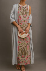 CORVALISSE - Elegantes Maxikleid mit passendem Schal – Helllila