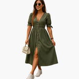 Midi-Kleid mit Knopfleiste - Damenmode für stilvolle Tage – Grün