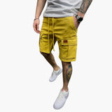 Herren Cargoshorts mit Kordelzug und Klappentaschen – Gelb