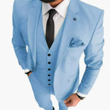 Slim Fit Anzug Set - Herrenanzug 3-teilig für Hochzeit Event – Hellblau