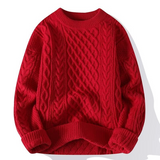 Damen Pullover | Klassischer Strick mit Zopfmuster – Rot