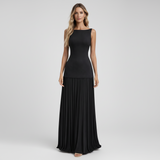 Elina | Damen Elegantes Plissee Maxi Kleid Formell – Plissee Maxi Elegant 2026 – Schwarz
