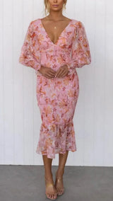 Miley - Kleid mit Blumenmuster – Rosa