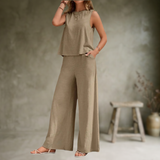 Alizeh - Elegantes ärmelloses Zweiteiliges Set – Khaki