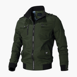 Herren Bomberjacke mit Reißverschluss und geripptem Saum – Grün