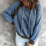 Lässiges sweatshirt mit kapuze und langen armeln – Blau