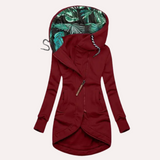 Damen Fleece Jacke mit Kapuze | Elegante – Rot