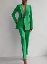 Mariza – Blazer und Bundfaltenhose-Set – Grün