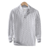 Pullover Herren Mit Reißverschluss | Strickjacke Mit Kabelmuster – Grau