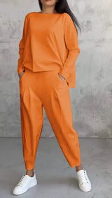 Trendy Casual Damen Kleidung Set - Brooklyn – Orange