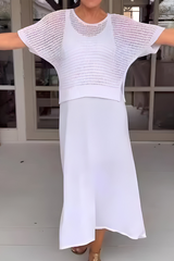 NORMA - Sommerkleid mit Strickoberteil – Weiß