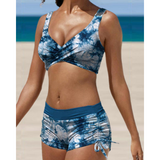 Verstellbarer Bikini in zwei Teilen mit trendigem Druck – Blau