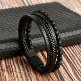 Here’s the translation into German:  Leder Herren-Armbandset - Armand – Schwarz