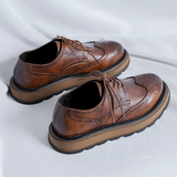 Alehan – Leder Derbys Mit Profilsohle – Braun