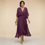 Harshani - Lappen Kleid Mit V-Ausschnitt – Violett