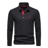 Herren-Poloshirt mit langem ärmelschnitt | Alltagstauglich – Schwarz