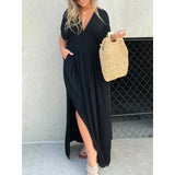 Tara | Maxikleid mit V-Ausschnitt – Schwarz