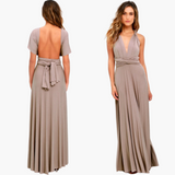 Abendkleid mit V-Ausschnitt - Damen Stil für Gala-Nächte – Hellbraun