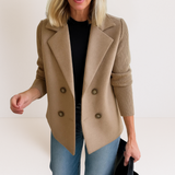 Martine™ | Elegante Jacke mit Strickärmeln – Braun