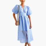 Elegantes Midikleid für Damen - Sommerliches Chic-Kleid – Hellblau