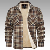 Truffel™ - Kariertes Truckerjacke mit Fleecefutter – Khaki