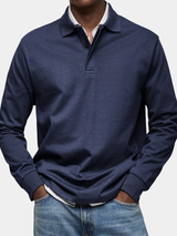 Ethan – Langärmliges Polohemd mit weichem Griff – Marineblau