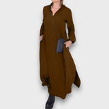 Samira – Maxikleid mit V-Ausschnitt – Braun