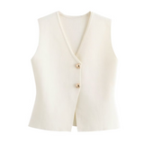Tenley - Modische Strickweste für Damen – Beige