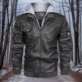 Heat leather – hochwertige warme lederjacke mit kapuze – Grau