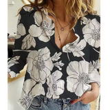 Freesia – Bluse mit Blumenmuster – Schwarz Weiß