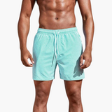 Badeshorts - Herren gestreift & schnelltrocknend Sommer – Cyan