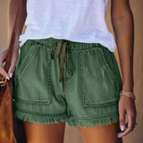 Tabitha - Stilvolle Hochtaillierte Denim-Shorts für trendbewusste Frauen – Grün