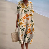 Georgia - Sommerkleid Mit Blumenmuster – Orange