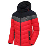 Kapuzenjacke mit verstellbarem design in dreifarbiger optik – Rot
