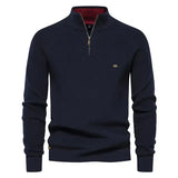 Gianni - Stilvoller Zip-Up Pullover – Marineblau