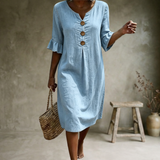 Sorella - Soft-Touch-Kleid mit Rüschenärmeln – Himmelblau