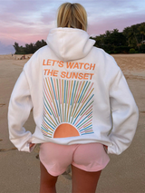 Oversized Hoodie mit Sunset-Print – Lässig, Cozy & Sommer-ready – Weiß